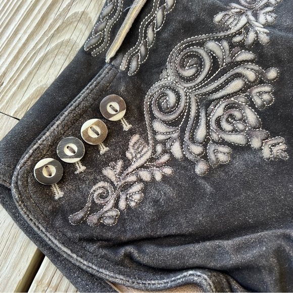 Lederhosen AlpsOak dark brown embroidered size 54 men's leather Germany 38 NWT - Picture 4 of 10